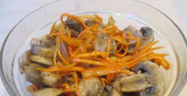 Koreanske champignoner med gulerødder opskrifter